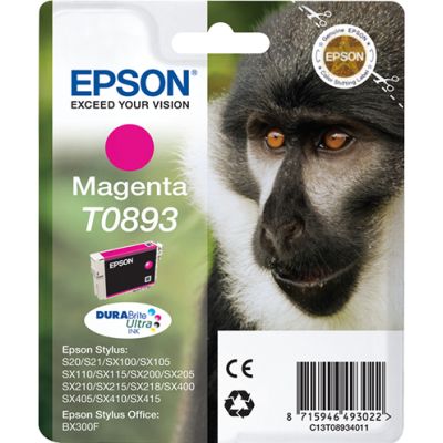 Epson Monkey Singlepack Magenta T0893 DURABrite Ultra Ink