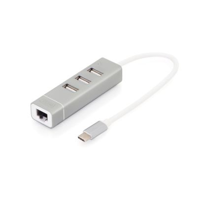 Digitus USB Type-C™ 3-Port Hub + Fast Ethernet LAN-Adapter