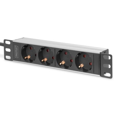 Digitus 10" Steckdosenleiste mit Aluminiumprofil, 4-fach Schutzkontaktsteckdose