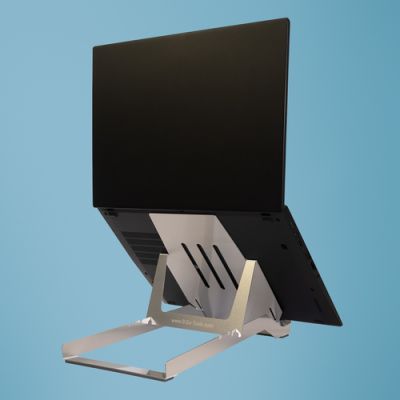 R-Go Tools Laptop-Halterung R-Go Riser Basic, faltbarer und verstellbarer Laptopständer, Aluminium, Silber