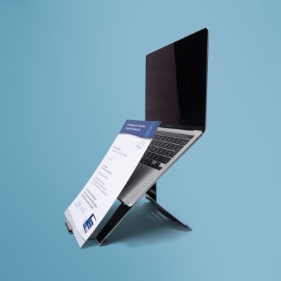 R-Go Tools Laptopständer R-Go Riser Document, ergonomisch, faltbar und einstellbar, mit Dokumentenhalter, AGR-zertifiziert, schwarz
