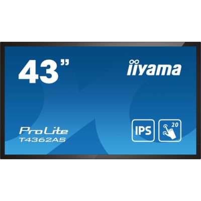iiyama T4362AS-B1 Signage-Display Interaktiver Flachbildschirm 108 cm (42.5") IPS 500 cd/m² 4K Ultra HD Schwarz Touchscreen Eingebauter Prozessor Android 8.0 24/7