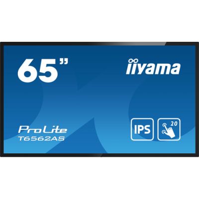iiyama T6562AS-B1 Signage-Display Interaktiver Flachbildschirm 163,8 cm (64.5") IPS 500 cd/m² 4K Ultra HD Schwarz Touchscreen Eingebauter Prozessor Android 8.0 24/7