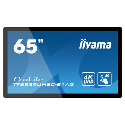iiyama TF6539UHSC-B1AG Signage-Display Interaktiver Flachbildschirm 165,1 cm (65") LCD 500 cd/m² 4K Ultra HD Schwarz Touchscreen