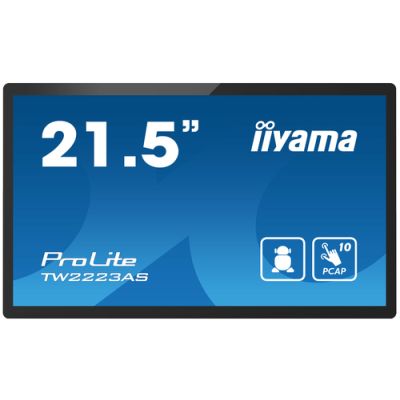 iiyama TW2223AS-B2 Signage-Display Interaktiver Flachbildschirm 54,6 cm (21.5") WLAN 400 cd/m² Full HD Schwarz Touchscreen Eingebauter Prozessor Android 12 24/7
