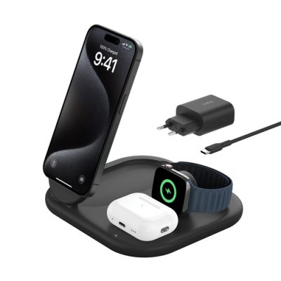 Belkin BoostCharge Kopfhörer, Smartphone, Smartwatch Schwarz USB Kabelloses Aufladen Schnellladung Drinnen