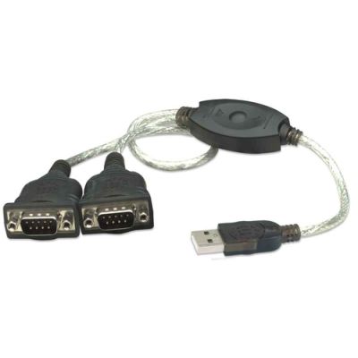 Manhattan USB auf Seriell-Konverter, Zum Anschluss von zwei seriellen Geräten an einen USB-Port, Prolific PL-2303RA-Chipsatz, 0,45 m