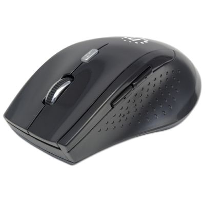 Manhattan Curve Wireless Maus, USB, optisch, fünf Tasten plus Mausrad, 1600 dpi, schwarz