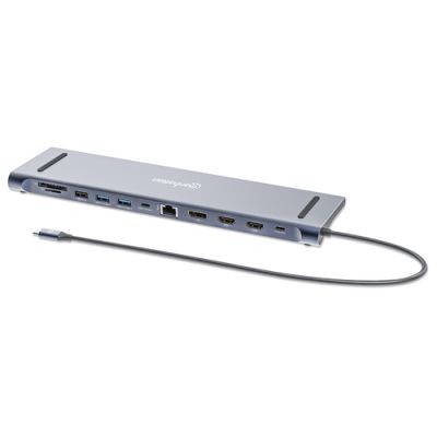 Manhattan 190305 laptop-dockingstation & portreplikator Kabelgebunden USB 3.2 Gen 1 (3.1 Gen 1) Type-C Silber
