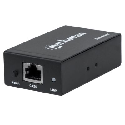 Manhattan Empfänger für 1080p 4-Port HDMI Extender/Splitter – benötigt Sendermodul Art. 207829, Empfängt ein Eingangssignal von einem Sendemodul aus bis zu 50 m Entfernung, ein Netzwerkkabel pro Empfänger, schwarz, benötigt Artikel 207829