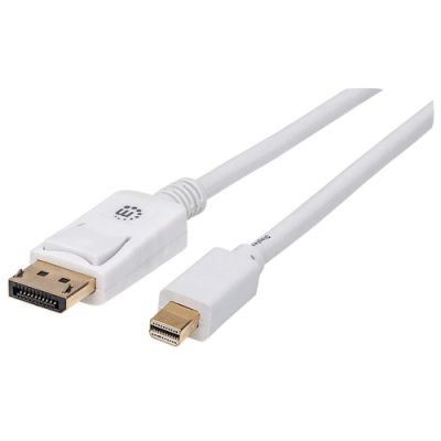 Manhattan Mini-DisplayPort Monitorkabel, Mini-DisplayPort Stecker auf DisplayPort-Stecker, 2 m, weiß