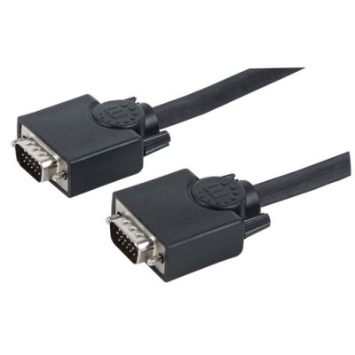 Manhattan SVGA Monitorkabel mit Ferritkernen, HD15 Stecker auf HD15 Stecker mit Ferritkernen, schwarz, 20 m
