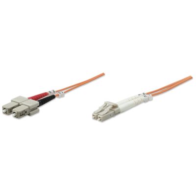 Intellinet Glasfaser LWL-Anschlusskabel, Duplex, Multimode, LC/SC, 62,5/125 µm, OM1, 1 m, orange