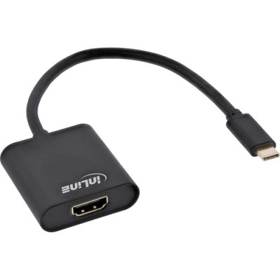 InLine USB Display Konverter, USB-C Stecker zu HDMI Buchse 4K/60Hz, schwarz