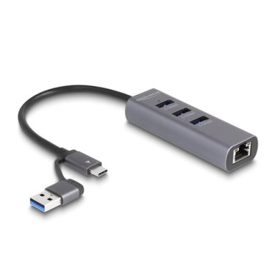 DeLOCK 64282 laptop-dockingstation & portreplikator Kabelgebunden USB 3.2 Gen 1 (3.1 Gen 1) Type-C Grau