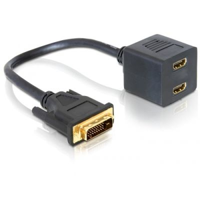 DeLOCK Adapter DVI 25 male > 2x HDMI female 0,2 m DVI-D 2 x HDMI Schwarz