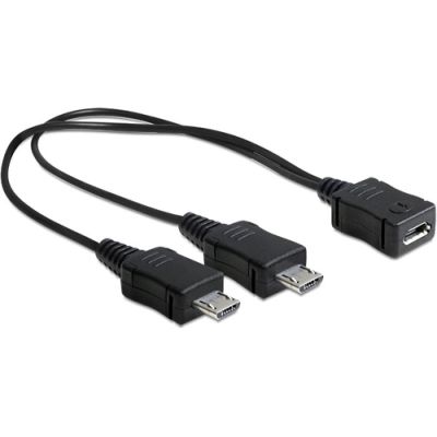 DeLOCK 20.5cm, USB micro-B - 2 x USB micro-B USB Kabel USB 2.0 0,205 m Micro-USB B 2 x Micro-USB B Schwarz