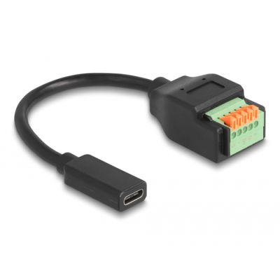 DeLOCK 66067 USB Kabel 0,15 m USB 2.0 USB C 5-pin terminal block Schwarz, Grün