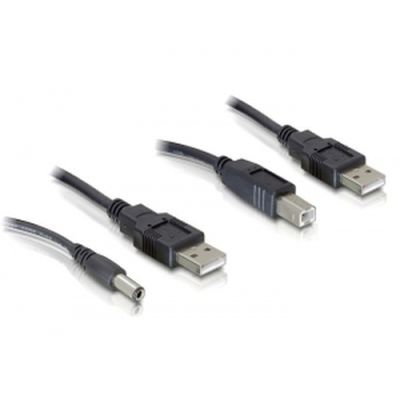 DeLOCK Cableset 2x USB-A / DC + USB-B USB Kabel 0,3 m USB A USB B Schwarz