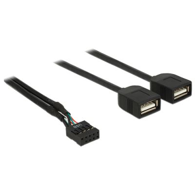 DeLOCK 83823 USB Kabel USB 2.0 0,4 m 2 x USB A Schwarz