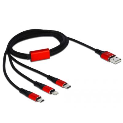 DeLOCK USB Ladekabel 3 in 1 for Lightnin / Micro USB / USB Type-C 1 m