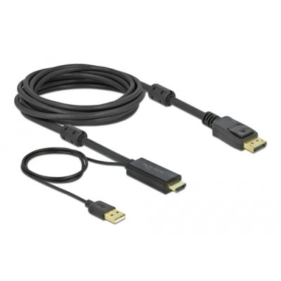 DeLOCK 85966 Videokabel-Adapter 5 m HDMI Typ A (Standard) DisplayPort + USB Type-A Schwarz