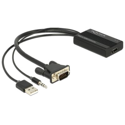 DeLOCK 62597 Videokabel-Adapter 0,25 m HDMI Typ A (Standard) VGA (D-Sub) + 3.5mm + USB Type-A Schwarz