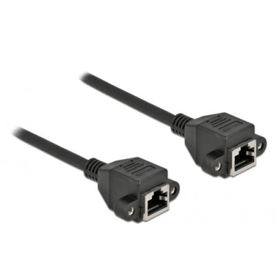 DeLOCK Netzwerk Verlängerungskabel S/FTP RJ45 Buchse zu RJ45 Buchse Cat.6A 25 cm schwarz