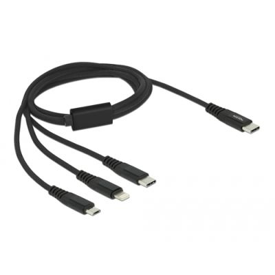 DeLOCK 87149 USB Kabel USB 2.0 1 m USB C USB C/micro-USB B/Lightning Schwarz