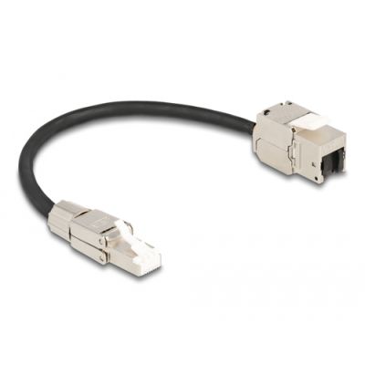 DeLOCK 87203 Netzwerkkabel Schwarz, Silber 0,25 m Cat6a S/FTP (S-STP)