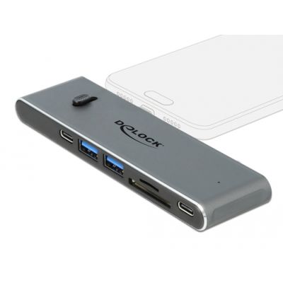 DeLOCK 87752 laptop-dockingstation & portreplikator Kabelgebunden USB 3.2 Gen 1 (3.1 Gen 1) Type-C Grau