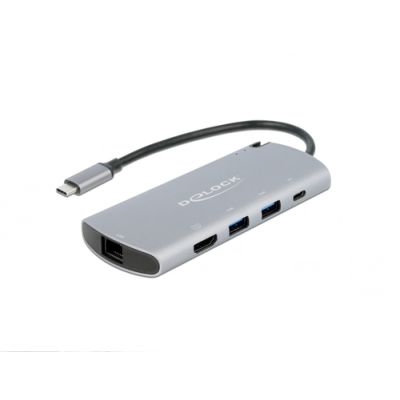 DeLOCK 87767 laptop-dockingstation & portreplikator Kabelgebunden USB 3.2 Gen 1 (3.1 Gen 1) Type-C Grau