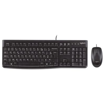 Logitech Desktop MK120 Tastatur Maus enthalten USB AZERTY Belgisch Schwarz