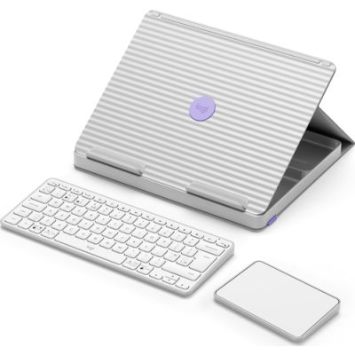 Logitech Casa Pop-Up Desk QWERTY UK Englisch Bluetooth Grau, Violett, Weiß