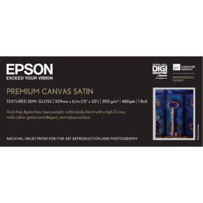 Epson Premium Canvas Satin, 13 Zoll x 6,1 m, 350 g/m²
