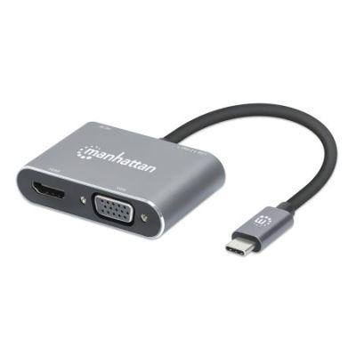 Manhattan 130691 laptop-dockingstation & portreplikator Kabelgebunden USB 3.2 Gen 1 (3.1 Gen 1) Type-C Grau