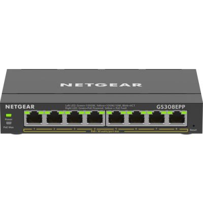 NETGEAR 8-Port Gigabit Ethernet High-Power PoE+ Plus Switch (GS308EPP) Managed L2/L3 Gigabit Ethernet (10/100/1000) Power over Ethernet (PoE) Schwarz
