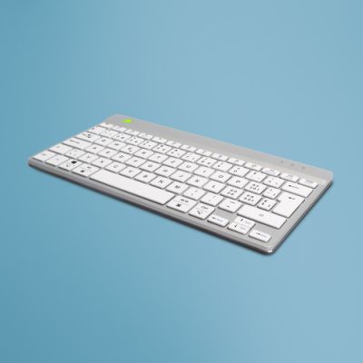 R-Go Tools Ergonomische Tastatur R-Go Compact Break, kompakte Tastatur mit Pausensoftware, QWERTZ (CH), Bluetooth, Weiß