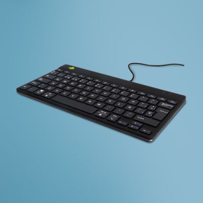 R-Go Tools Ergonomische Tastatur R-Go Compact Break, kompakte Tastatur mit Pausensoftware, QWERTY (ES), Kabelgebunden, Schwarz