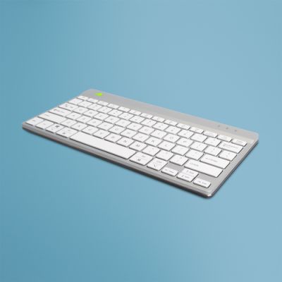 R-Go Tools Ergonomische Tastatur R-Go Compact Break, kompakte Tastatur mit Pausensoftware, QWERTY (US), Bluetooth, Weiß