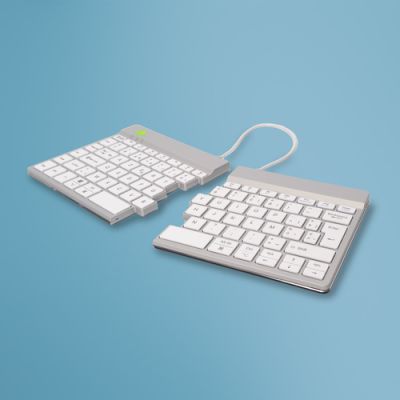 R-Go Tools Ergonomische Tastatur R-Go Split Break mit Pausensoftware, ergonomische geteilte Tastatur, AZERTY (BE), kabellos, weiß