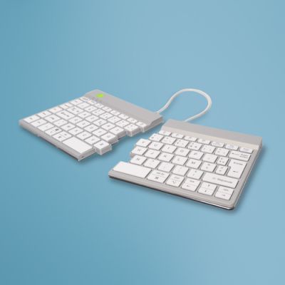R-Go Tools Ergonomische Tastatur R-Go Split Break mit Pausensoftware, ergonomische geteilte Tastatur, AZERTY (FR), kabellos, weiß
