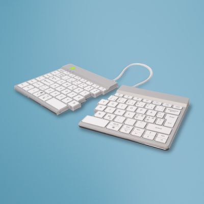 R-Go Tools Ergonomische Tastatur R-Go Split Break mit Pausensoftware, geteilte Tastatur, QWERTY (NORDIC), kabellos, weiß