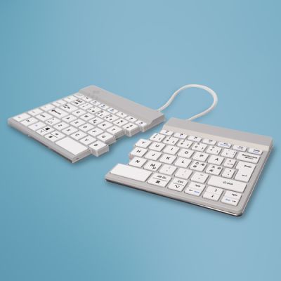 R-Go Tools Ergonomische Tastatur R-Go Split Break mit Pausensoftware, ergonomische geteilte Tastatur, QWERTY (PT), kabellos, weiß