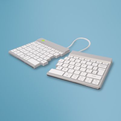 R-Go Tools Ergonomische Tastatur R-Go Split Break mit Pausensoftware, ergonomische geteilte Tastatur, QWERTY (UK), kabellos, weiß