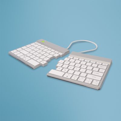 R-Go Tools Ergonomische Tastatur R-Go Split Break mit Pausensoftware, ergonomische geteilte Tastatur, QWERTY (US), kabellos, weiß