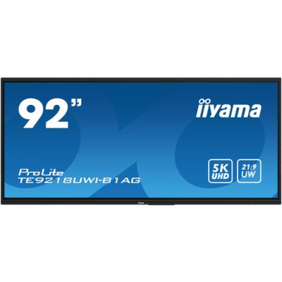 iiyama TE9218UWI-B1AG Signage-Display Interaktiver Flachbildschirm 2,32 m (91.5") LED WLAN 500 cd/m² 5K Ultra HD Schwarz Touchscreen Eingebauter Prozessor Android 16/7