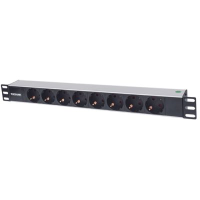 Intellinet 19" 8-fach Steckdosenleiste, Schutzkontakt, Power-LED, ohne Überspannungsschutz, 1,8 m Stromkabel, 1 HE