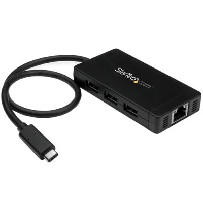 StarTech.com 3 Port USB 3.0 Hub mit USB-C und Gigabit Ethernet - 5Gbps - inklusive Netzteil