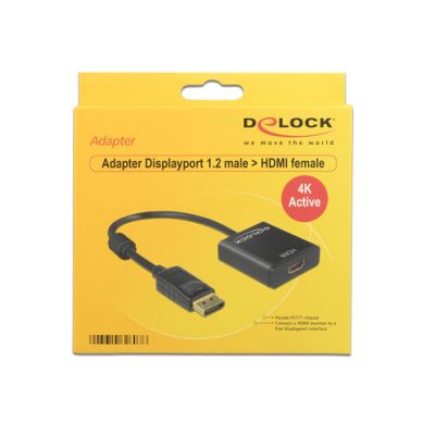 DeLOCK 62607 Videokabel-Adapter 0,2 m DisplayPort HDMI Typ A (Standard) Schwarz